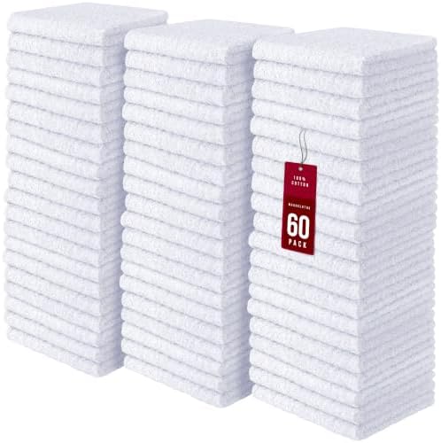 DecorRack 60 Pack 100% Cotton Wash Cloth, Luxurious Soft, 12 x 12 inch Ultra by DecorRack