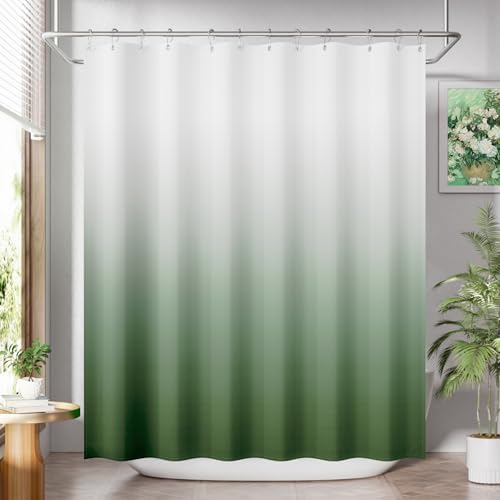 AmazerBath Fabric Shower Curtain Set, Ombre Grass Green Curtain by AmazerBath