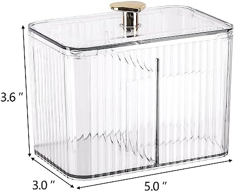 Tbestmax Qtip Holder Dispenser 3-Section Clear Bathroom Organizer Jar 3 Grids - Image 3