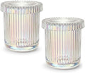 Clear Iridescent Thick Glass Bathroom Qtip Holder, 2 Pack by MKOSAB
