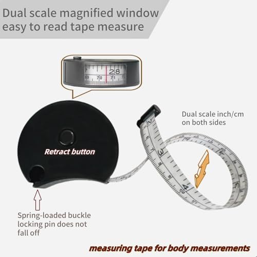 Soft Body Measuring Tape Measure Window Reading Retractable Metric 60IN - Image 3