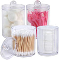 4 Pack Acrylic Qtip Holder Dispenser, Canisters Apothecary Jar Set by Aynoo