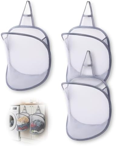 3 Pack Small Hanging Laundry Bag, Foldable Mini Mesh Laundry Hamper Basket by Unknown