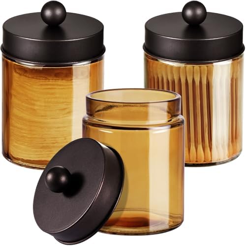 3 Pack Apothecary Jar Canisters Bathroom Vanity Organizer by Komashr