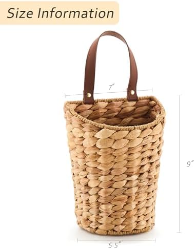 Handwoven Water Hyacinth Boho Front Door Basket - Image 2