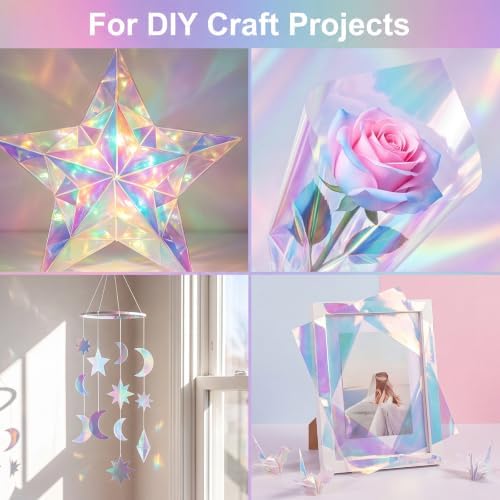 woric 160 Pcs Cellophane Sheets 7.8 x 7.8 Inch Iridescent Cellophane Wrap - Image 4