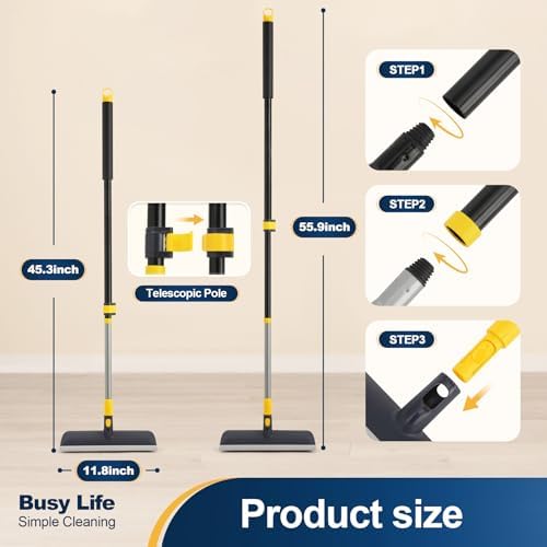 Yocada Floor Scrub Brush Telescopic Handle 2 in 1 Scrape Brush 55.9 inch - Image 4