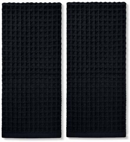 Jacquotha Black Waffle Cotton Hand Towels Set of 2 – Quick Dry, Low Lint by Jacquotha