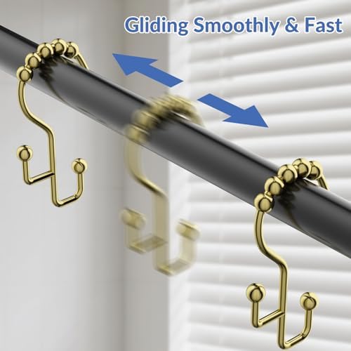 Goowin Shower Curtain Hooks, Metal Shower Curtain Rings Hooks, Smooth Gliding - Image 4