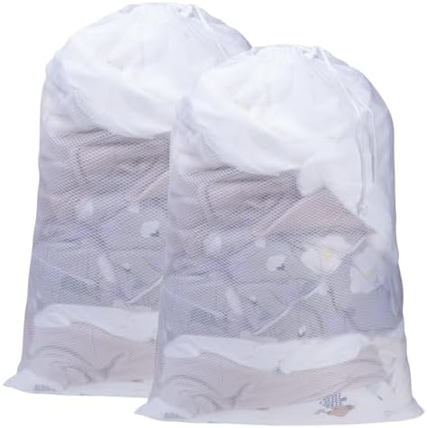2 Pack Mesh Laundry Bags, 23 x 34 Inches Heavy Duty Mesh Laundry Bag, Large by HUAFIY