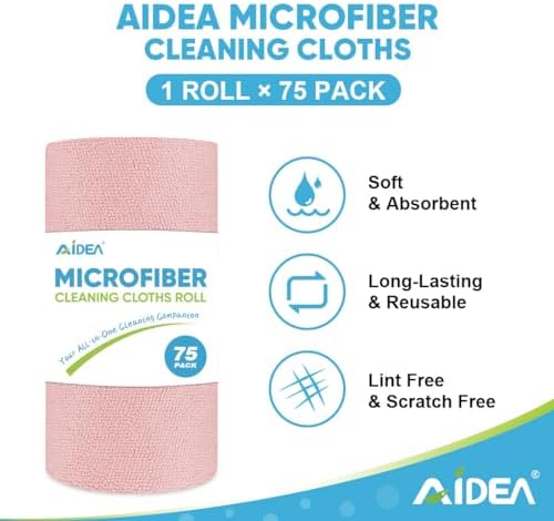 AIDEA Microfiber Cleaning Cloth Roll-75PK, 11.5×11.5" - Image 2