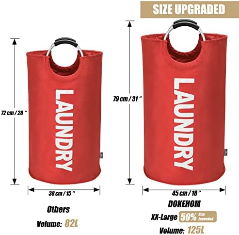 DOKEHOM 125L X-Large Laundry Basket Bag, Collapsible Tall Hamper - Image 3