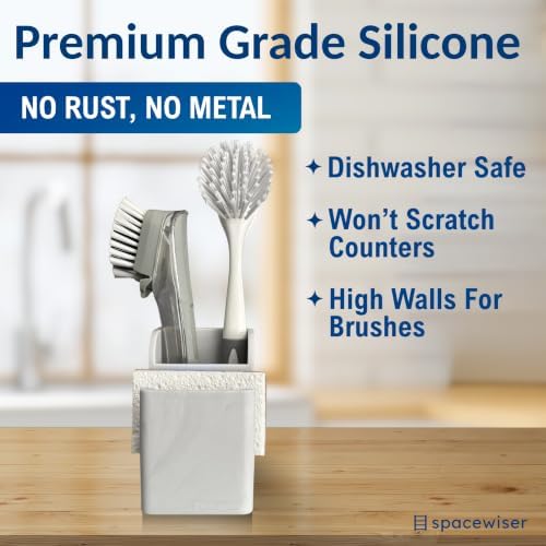 Spacewiser Silicone Sink Caddy – Sponge Dish Brush Holder - Image 3