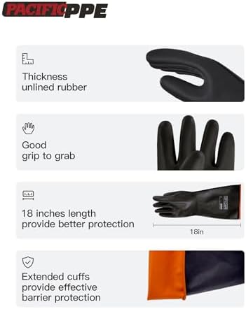 PACIFIC PPE 18 Inch Latex Chemical Resistant Gloves, Waterproof, Heavy Duty - Image 2