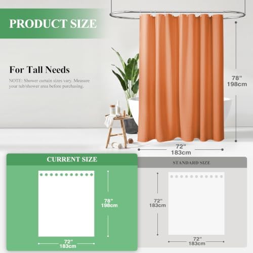 Dynamene Long Waffle Shower Curtain 256 GSM Heavy Fabric 72x78 Burnt Orange - Image 2