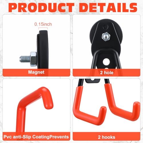 Landhoow 4 Pcs Large Magnetic Hooks Heavy Duty Garage Magnet Hooks Strong - Image 3