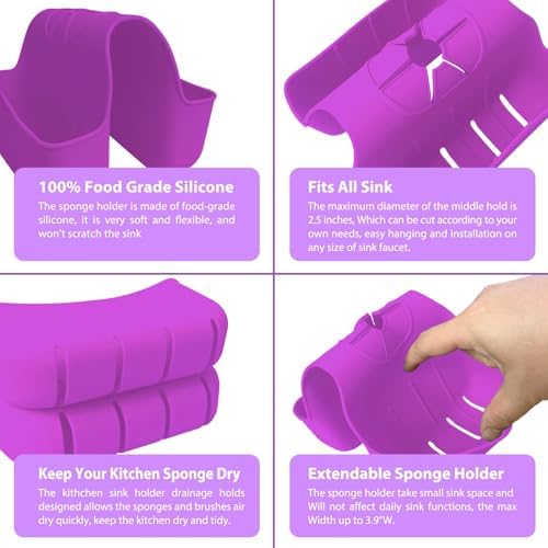 Sponge Holder for Kitchen Sink, Silicone Sink Saddle Caddy Organizer Rack - Image 2