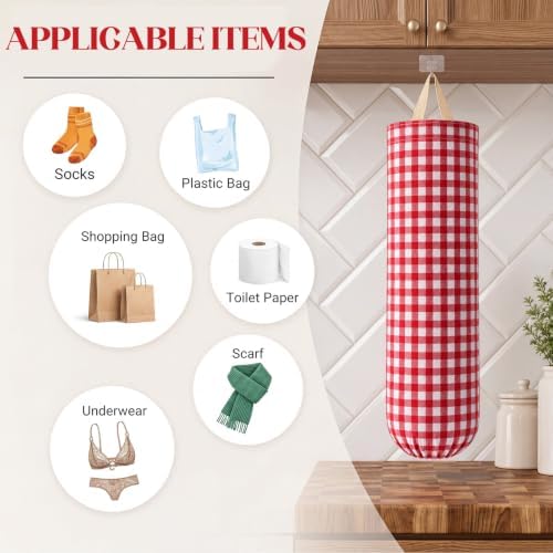 Gingham Plastic Bag Holder for Grocery Bag - Image 3