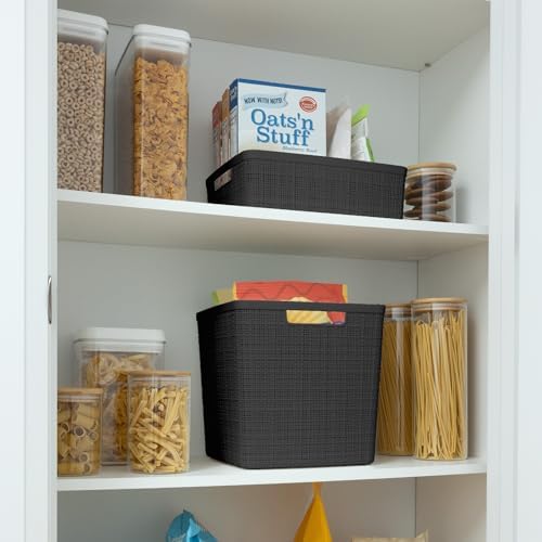 Curver Set of 4 Large Cube 17L Jute Decorative Plastic Organization and Storage - Image 5