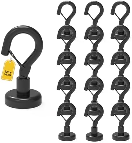 Ant Mag Magnetic Hooks Heavy Duty 22LBS Strong Magnet Snap Hooks 16 Pack by AntMag