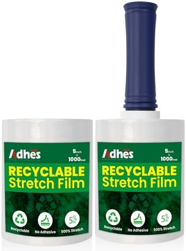 Adhes Recyclable Stretch Wrap Film 5 Inch x 1000 Feet, 2 Rolls by ADHESTAPEPERSUITOFPERFECTION