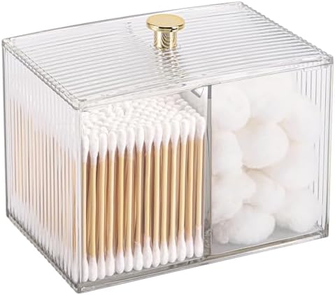 Tbestmax Qtip Holder Dispenser 3-Section Clear Bathroom Container Organizer 3 by Tbestmax