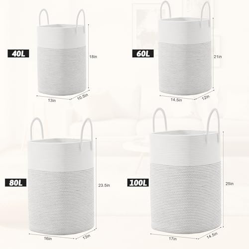 Laundry Basket, Woven Cotton Rope Laundry Hamper, Versatile Storage - Image 3