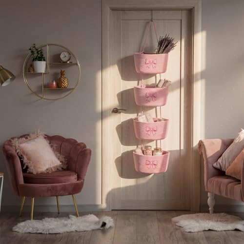 Vesici Pink over the Door Hanging Basket 4-tier - Image 6