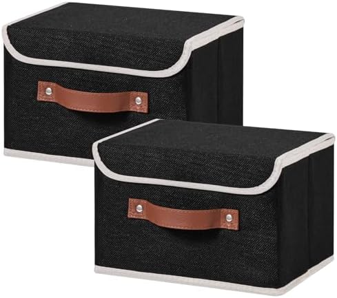 2PCS Storage Bins Boxes with Lids Decorative Fabric Baskets by Unknown
