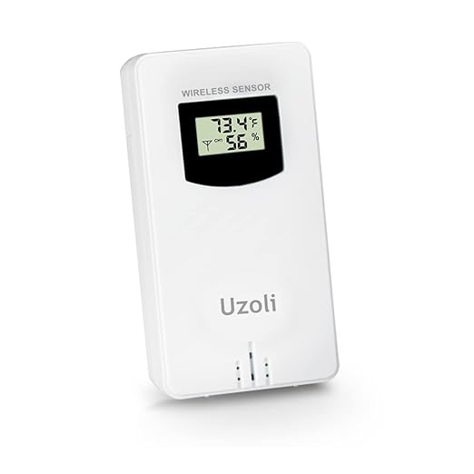 Uzoli Weather Station Sensor, Wireless Remote Sensor, Temperature Humidity Transmitter, Indoor Outdoor Thermometer Sensor, Indoor Outdoor Wireless Remote Sensor
