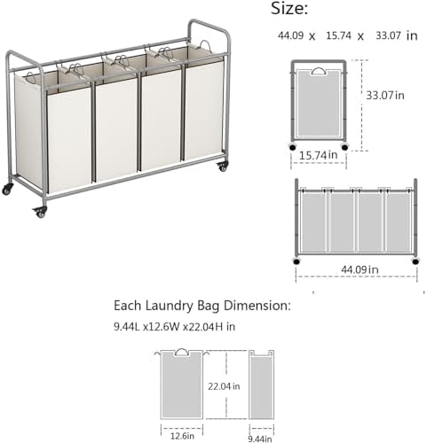 LINZINAR 4 Section Laundry Hamper - Image 6