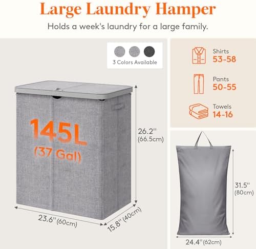 Lifewit 145L Large Laundry Basket - Image 4