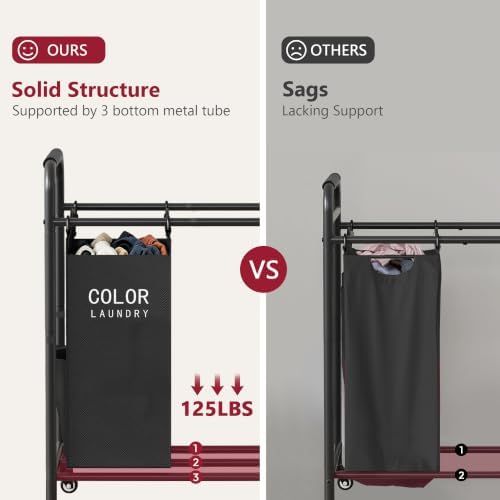 Tajsoon 5 Bag Laundry Sorter, 5 Section Laundry Hamper - Image 3