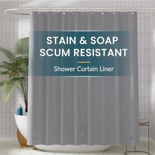 Titanker Plastic Shower Curtain Liner, 72x72 Grey Shower Liner Lightweight PEVA by Titanker