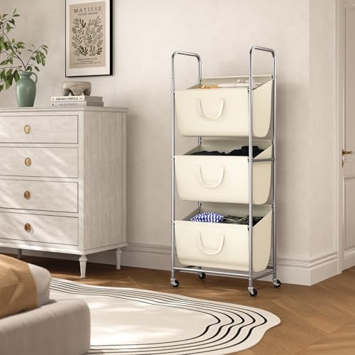 ELYKEN 3-Tier Vertical Rolling Laundry Hamper - Image 2