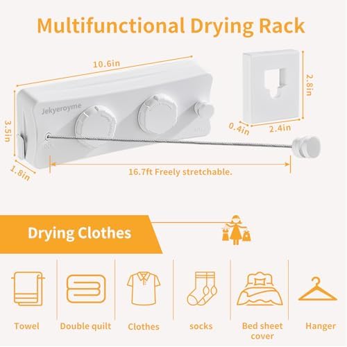 Retractable Clothesline, 16.7 Ft Stainless Wire Double Clothes Line - Image 2