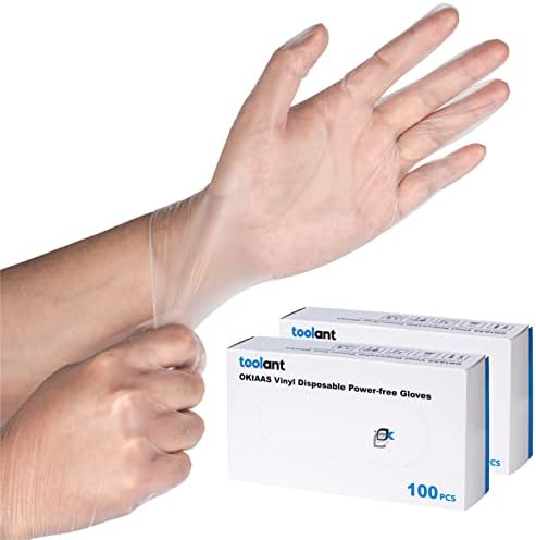 OKIAAS Clear Vinyl Disposable Gloves, Latex-Free, Powder-Free by OKIAAS