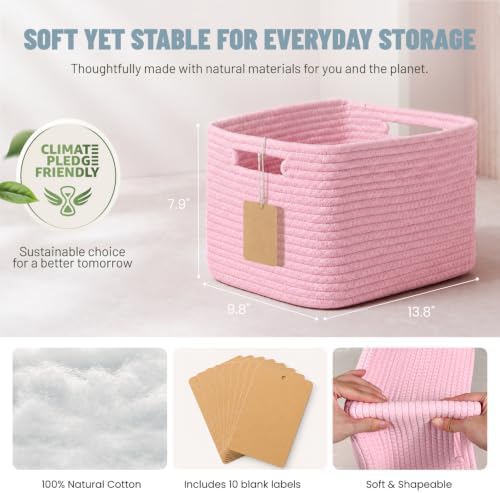 5 Pack Woven Storage Baskets, Decorative Storage Bins - Image 3