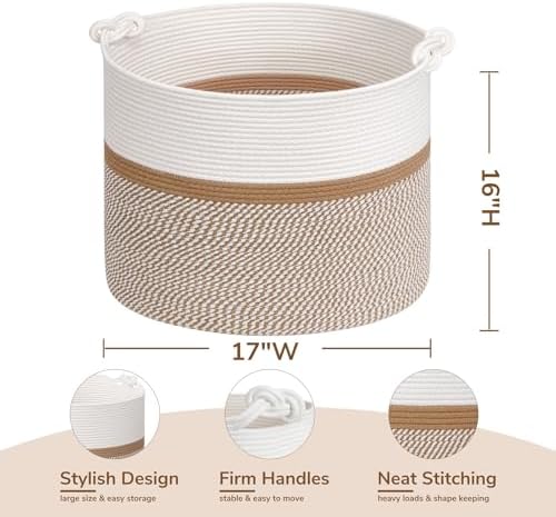 Goodpick 17"x16" Toy Storage for Kids, Home Décor Living Room, Woven Laundry - Image 5