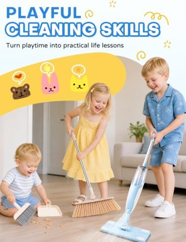 Kids Cleaning Toy Set, Mini Spray Mop Montessori Toys Spray Mop & Kids Broom - Image 4