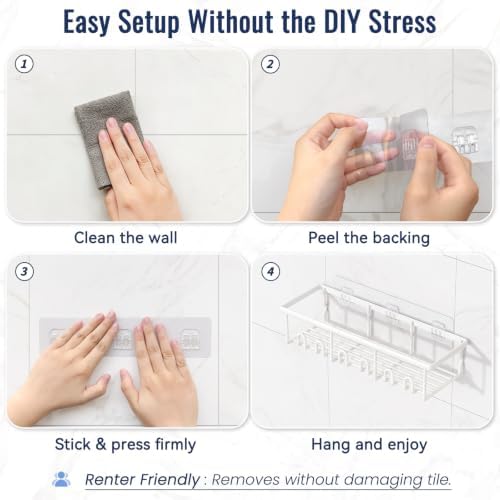 8 Pack Adhesive Rustproof Shower Caddy - Image 6