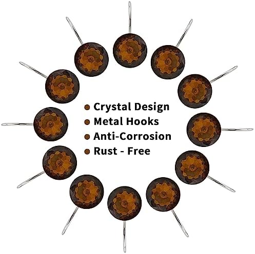 Brown Diamond Crystal Bling Shower Curtain Hooks Rings - Image 4