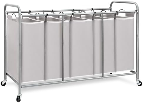 STORAGE MANIAC 5 Section Laundry Sorter, 5 Bins Rolling Separator Laundry Basket by STORAGEMANIAC