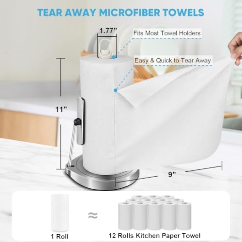 AIDEA White Microfiber Cleaning Cloth Roll-55 Sheets, Paper Towels 11×9" - Image 2
