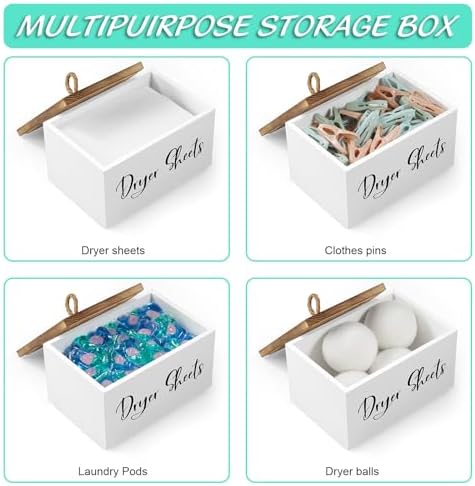 Bivvclaz Dryer Sheet Holder, Wooden Laundry Sheets Container, Laundry Room - Image 4