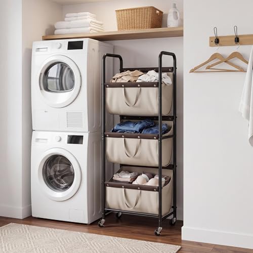 GRANNY SAYS 3 Tiered Laundry Sorter, Narrow Hamper Cart - Image 6