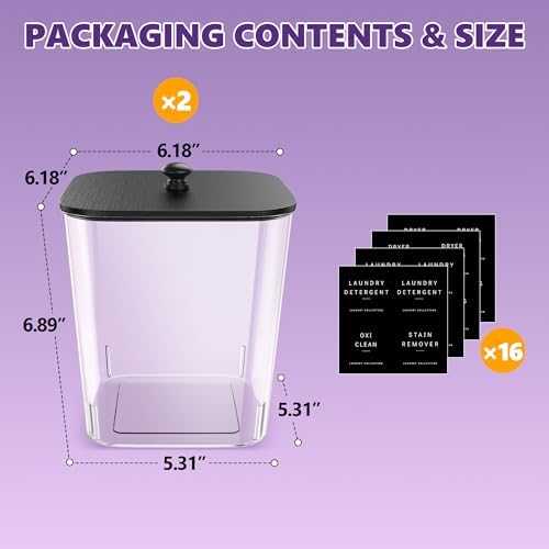 Moforoco 2 Pcs Laundry Pods Container, Large Detergent Powder Storage - Image 2