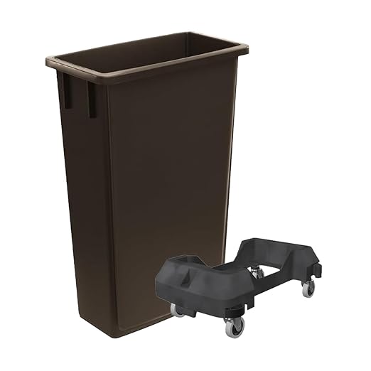 3 Pack 23 Gallon Waste Bin with Dolly, Heavy-Duty Trash Can, Slim Rectangular Garbage Bin, Durable Waste Container, Recycling Bin, Plastic Wastebasket for Kitchen, Garage, Restaurants, Office
