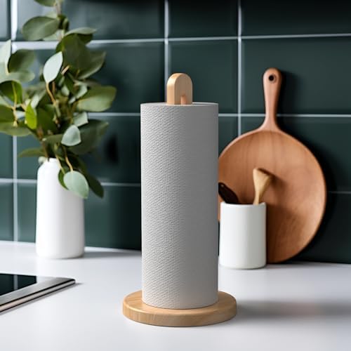 KitchLife Wooden Paper Towel Holder Countertop, Fits Jumbo Roll, Solid - Image 3