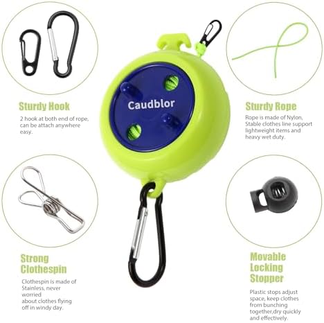 Portable Travel Clothesline Cord, Caudblor Adjustable 33ft Camping Clothes line - Image 2